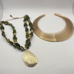Bundle of Gold and Green Necklace Set